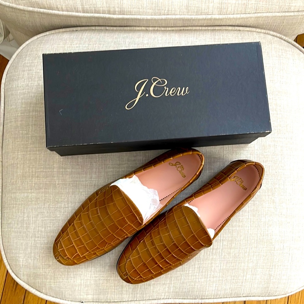 New J Crew Cecile Croc Embossed Loafers